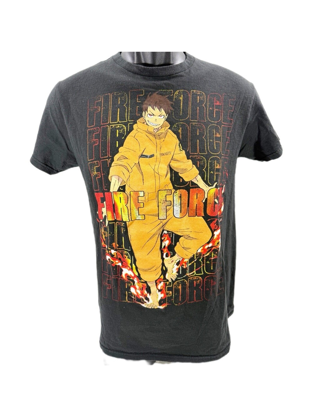 Fire Force Shinra Kusakabe Men's Small Black T-Shirt Licensed Anime Tokyo FFS
